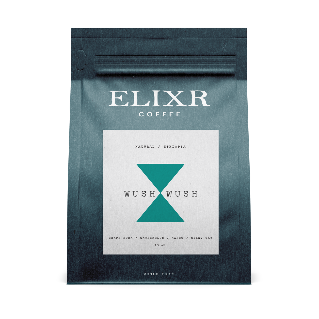 A white bag of coffee beans from Rosso Coffee Roasters